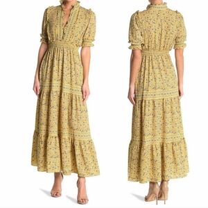 Max Studio | Elbow Length Sleeve Print Tiered Maxi Dress